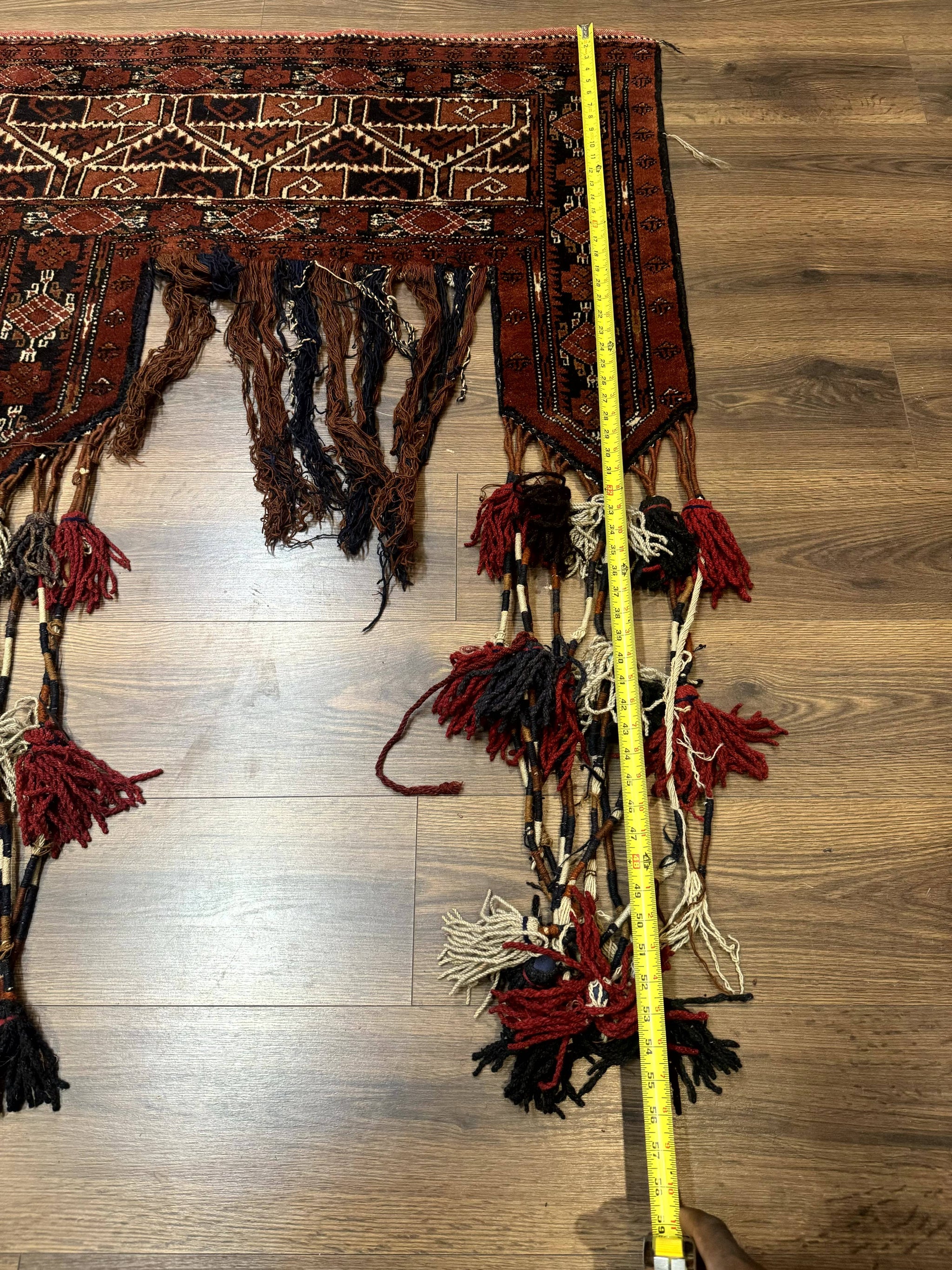 Antique Afghan Beshir Tent Header Textile Rug, Tribal Collectible, Wool by Jewel Rugs