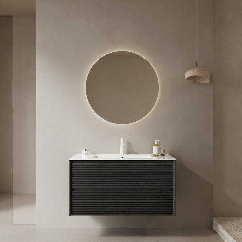 BRON 36" Bathroom Vanity with Sink, Modern Wall-Mounted Floating Cabinet by HouseOfZazla