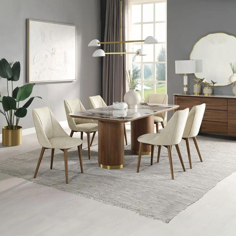 Willene - Side Chair (Set of 2) - Beige Fabric & Walnut by Unique Piece Furniture