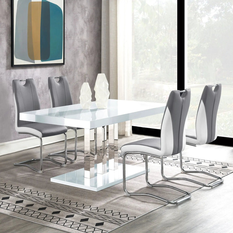 Creston - 5 Piece Dining Set With Upholstered Chairs - Gloss White by HouseOfZazla
