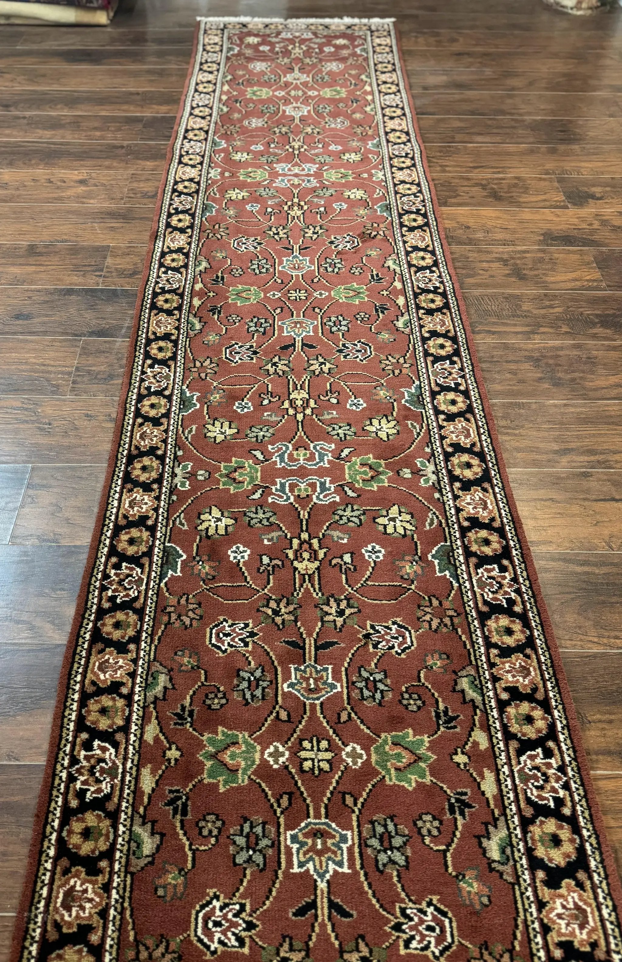 Indo Persian Sarouk Runner Rug 2.8 x 20 ft Runner for Hallway, Long Runner Rug, Handmade by Jewel Rugs
