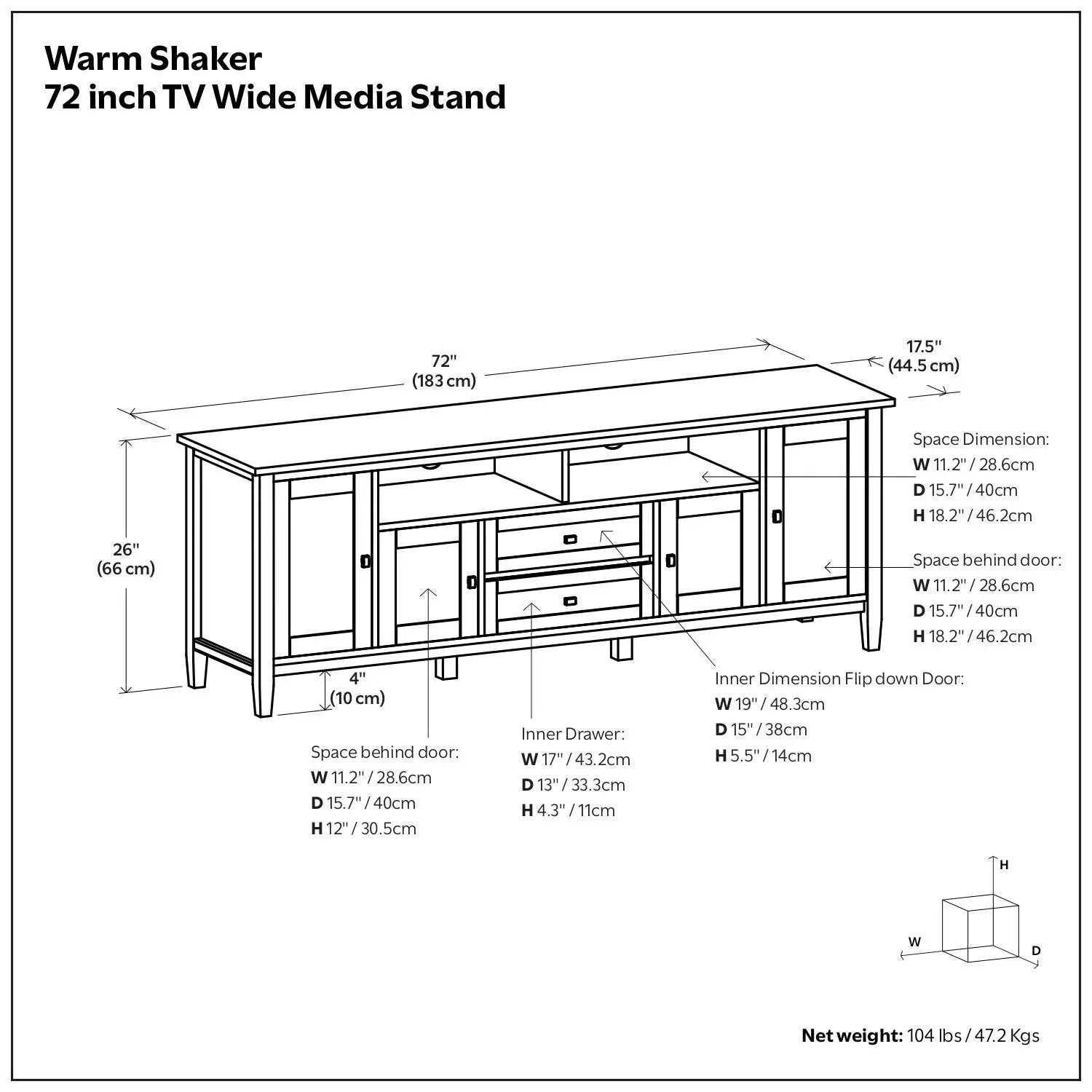 Warm Shaker - TV Media Stand - Hickory Brown by Unique Piece Furniture