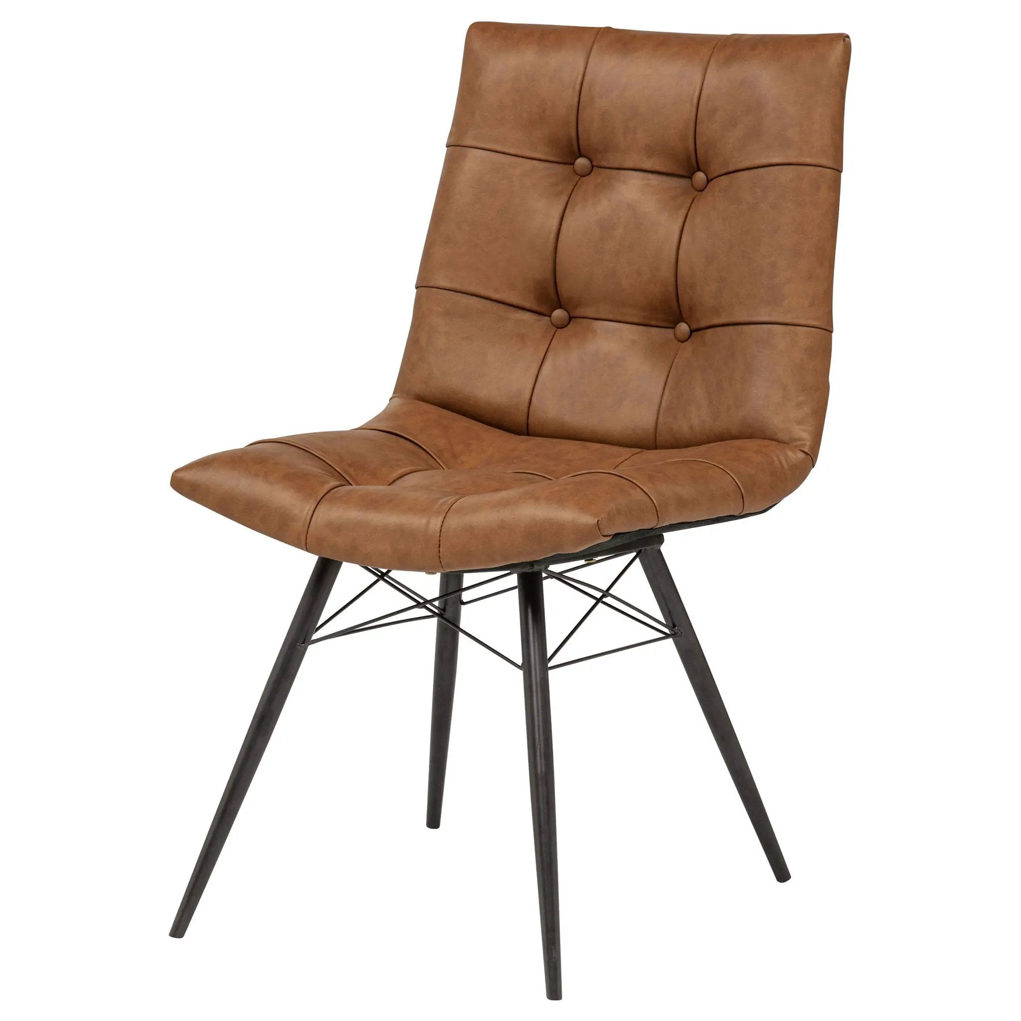 Aiken Faux Leather Upholstered Dining Side Chair Saddle Brown (Set of 4) by Unique Piece Furniture