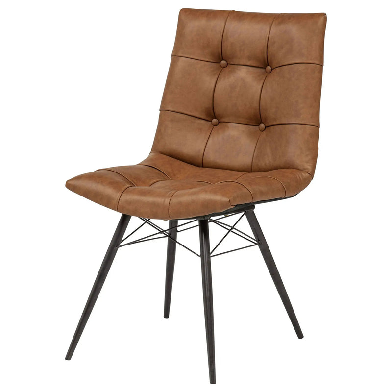 Aiken Faux Leather Upholstered Dining Side Chair Saddle Brown (Set of 4) by Unique Piece Furniture