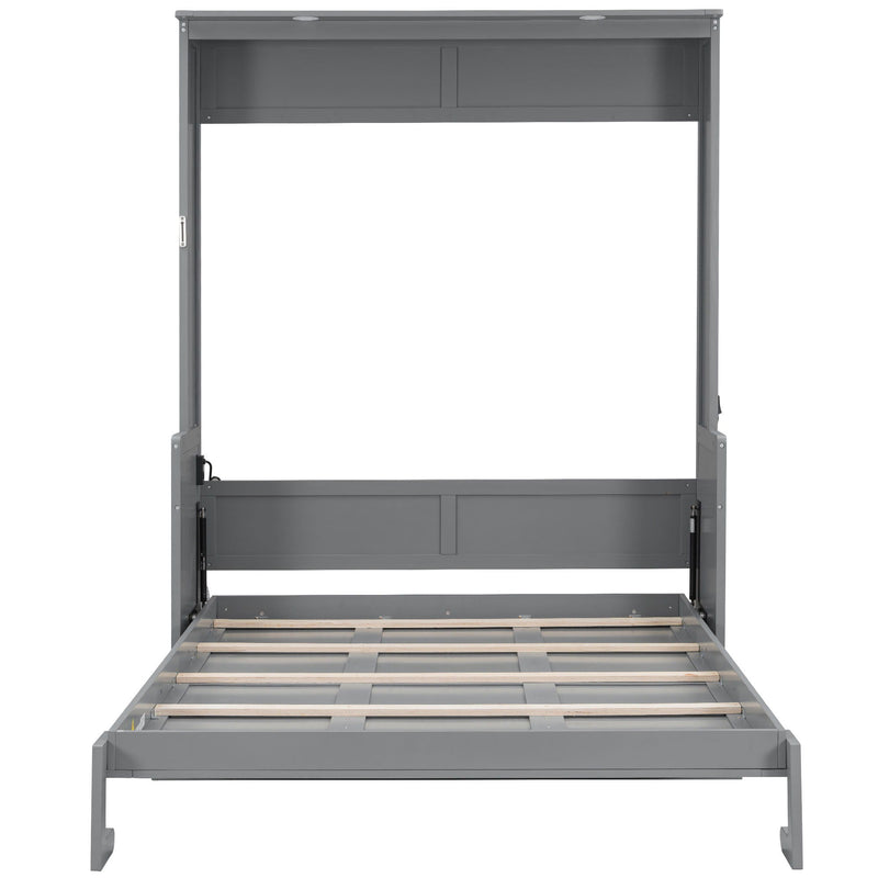 Murphy Bed With Desk, LED Lights & USB Charging Station
