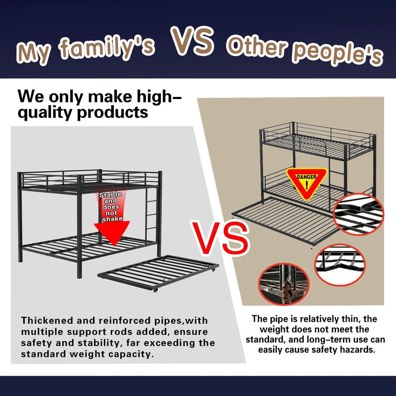 Durable Square Tube Iron Full-Size Bunk Bed by HouseOfZazla