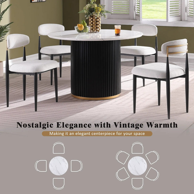 46 Inch Round Faux Marble Dining Table by HouseOfZazla