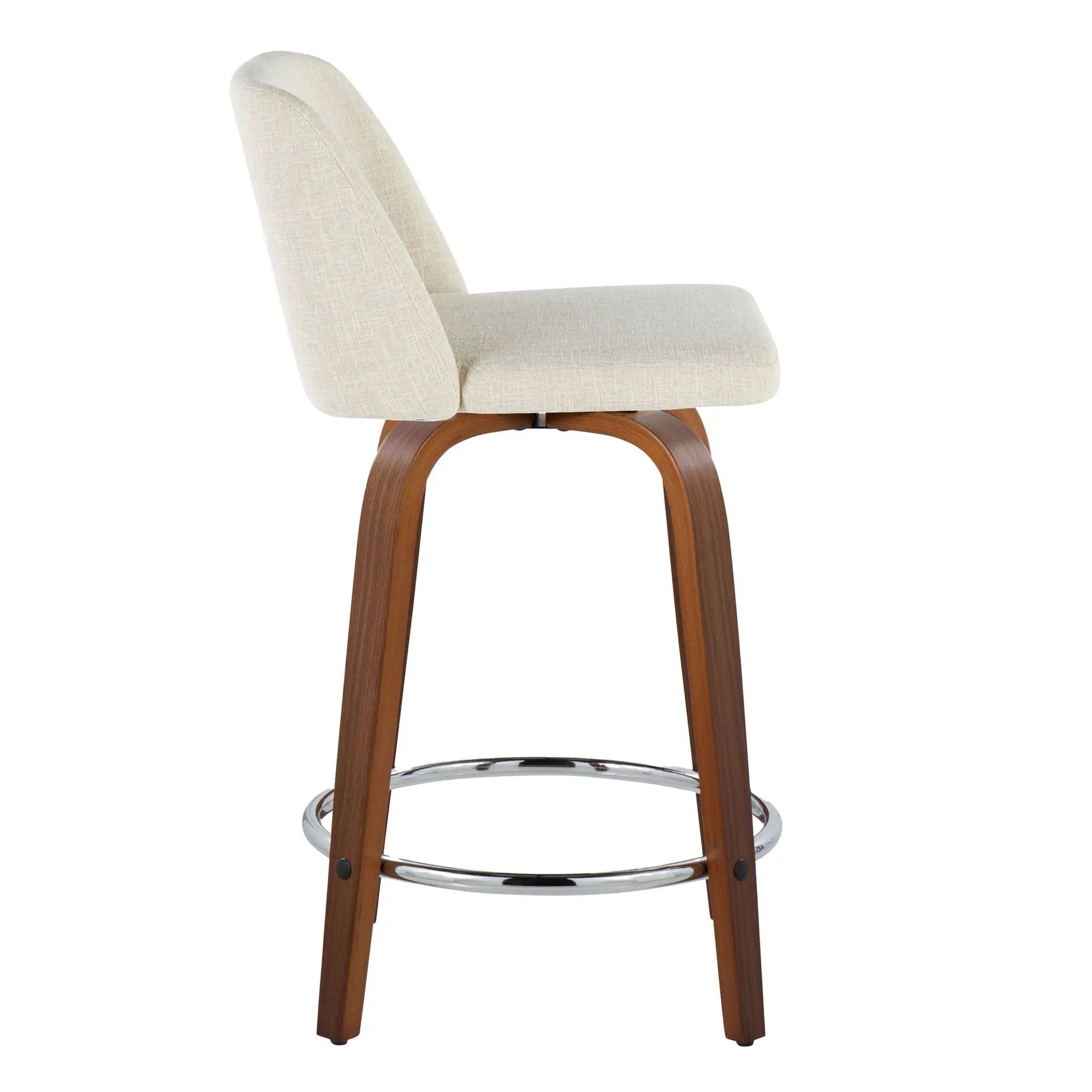 Toriano - Mid Century Modern Fixed Height Counter Stool With Swivel With Round Footrest (Set of 2) by HouseOfZazla