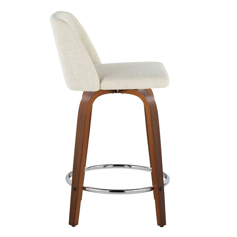 Toriano - Mid Century Modern Fixed Height Counter Stool With Swivel With Round Footrest (Set of 2) by HouseOfZazla