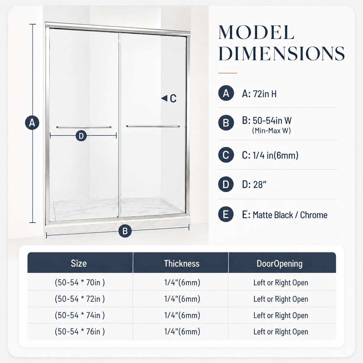 50-54" W x 72" H Framed Double Sliding Shower Door by HouseOfZazla