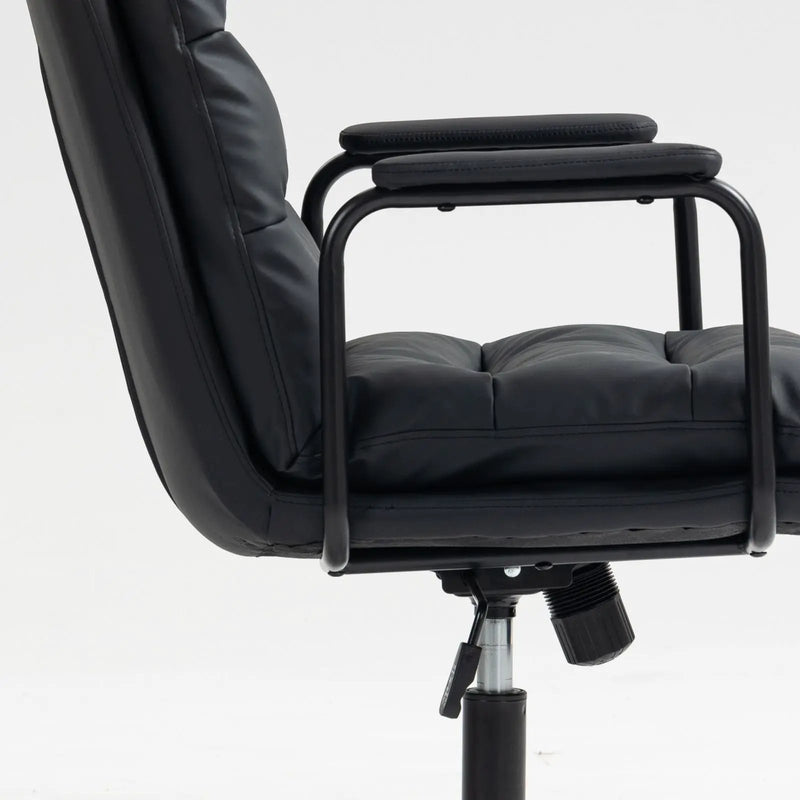 Office Chair, Mid Back Home Office Desk Task Chair With Wheels And Arms Ergonomic Computer Rolling Swivel Chair With Padded Armrest by HouseOfZazla