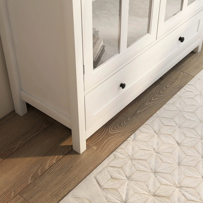 Buffet Storage Cabinet with Double Glass Doors and Unique Bell Handle by HouseOfZazla