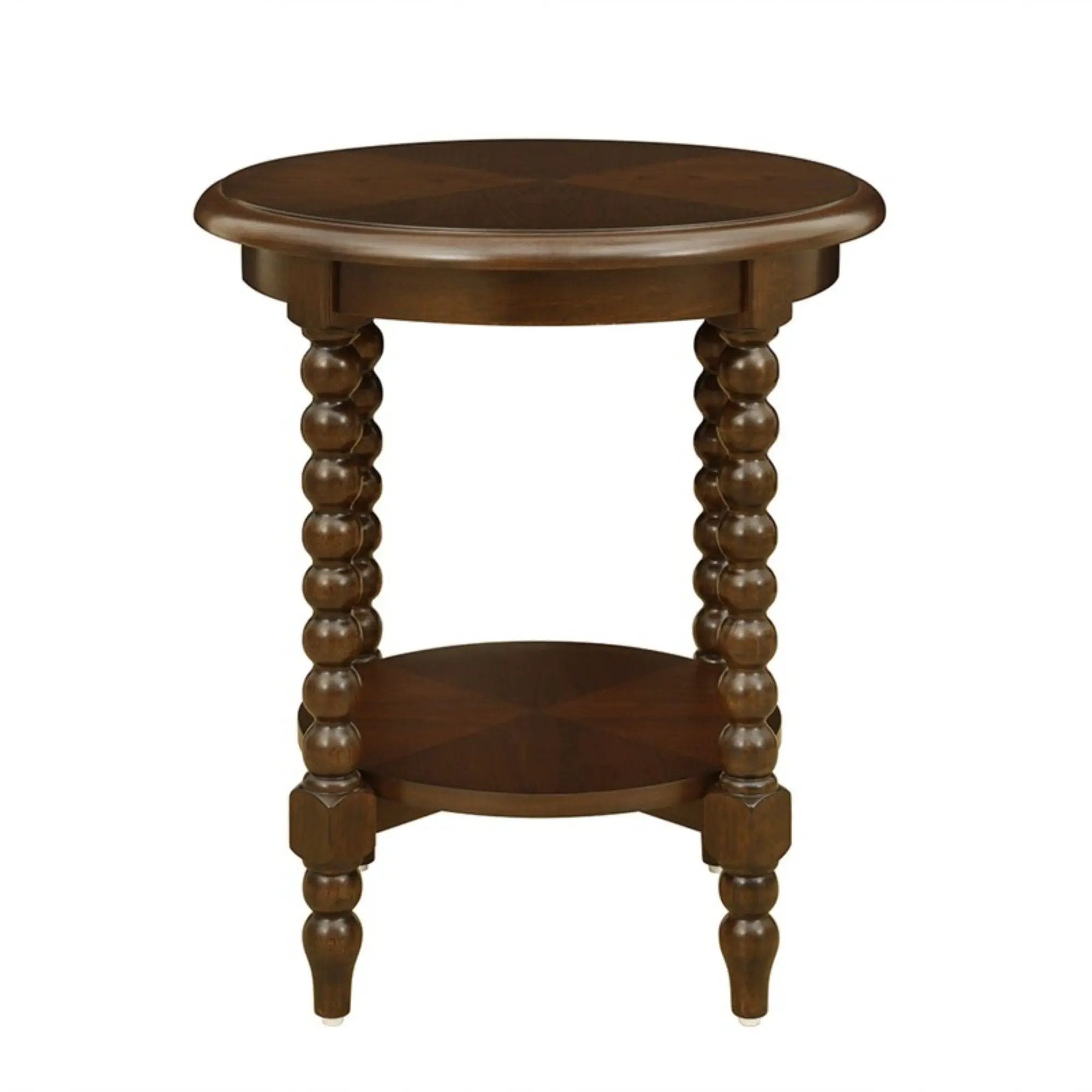 Philippe - Round End Table With Shelf - Brown by HouseOfZazla