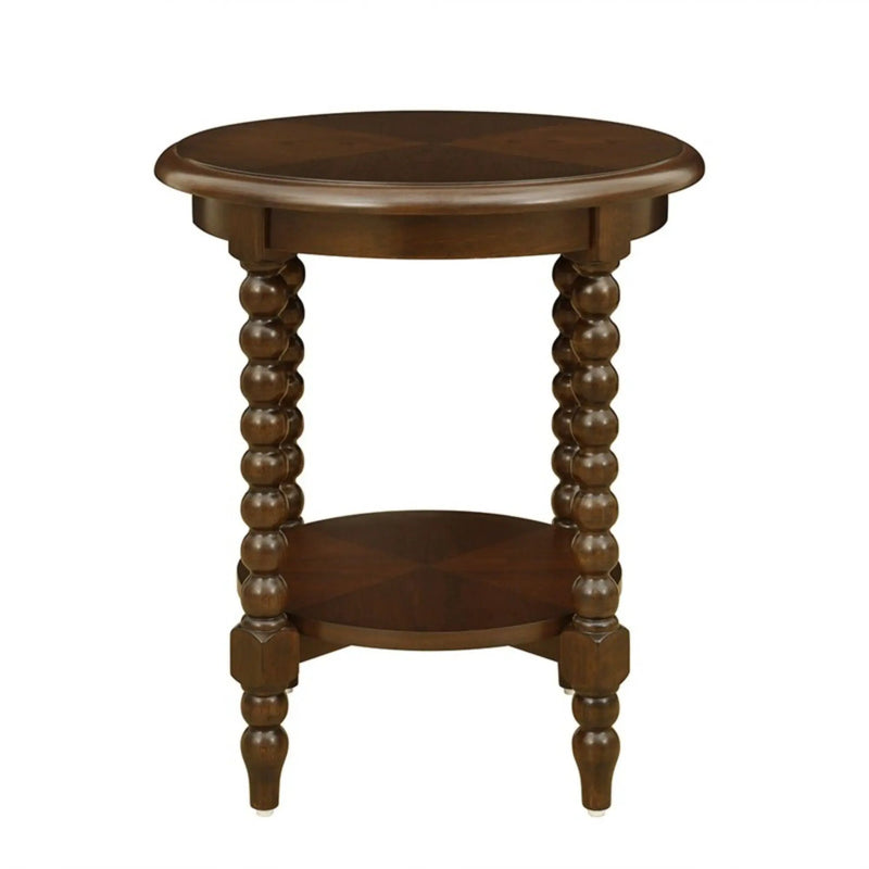 Philippe - Round End Table With Shelf - Brown by HouseOfZazla