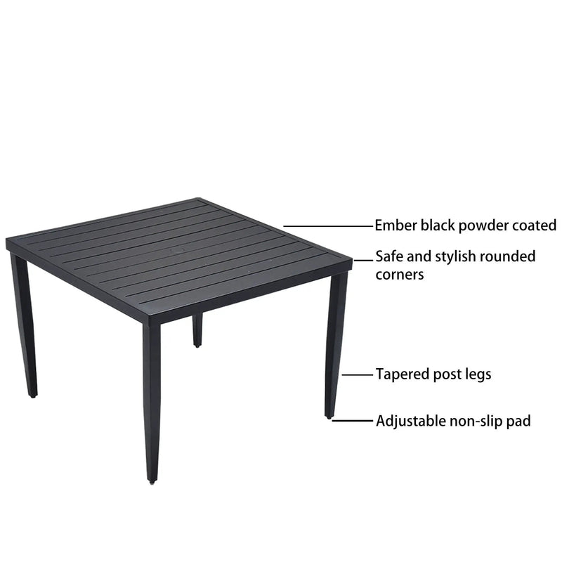 Outdoor Modern Dining Set, Chairs Sunbrella Cushioned And Dining Table With Umbrella Hole by Unique Piece Furniture