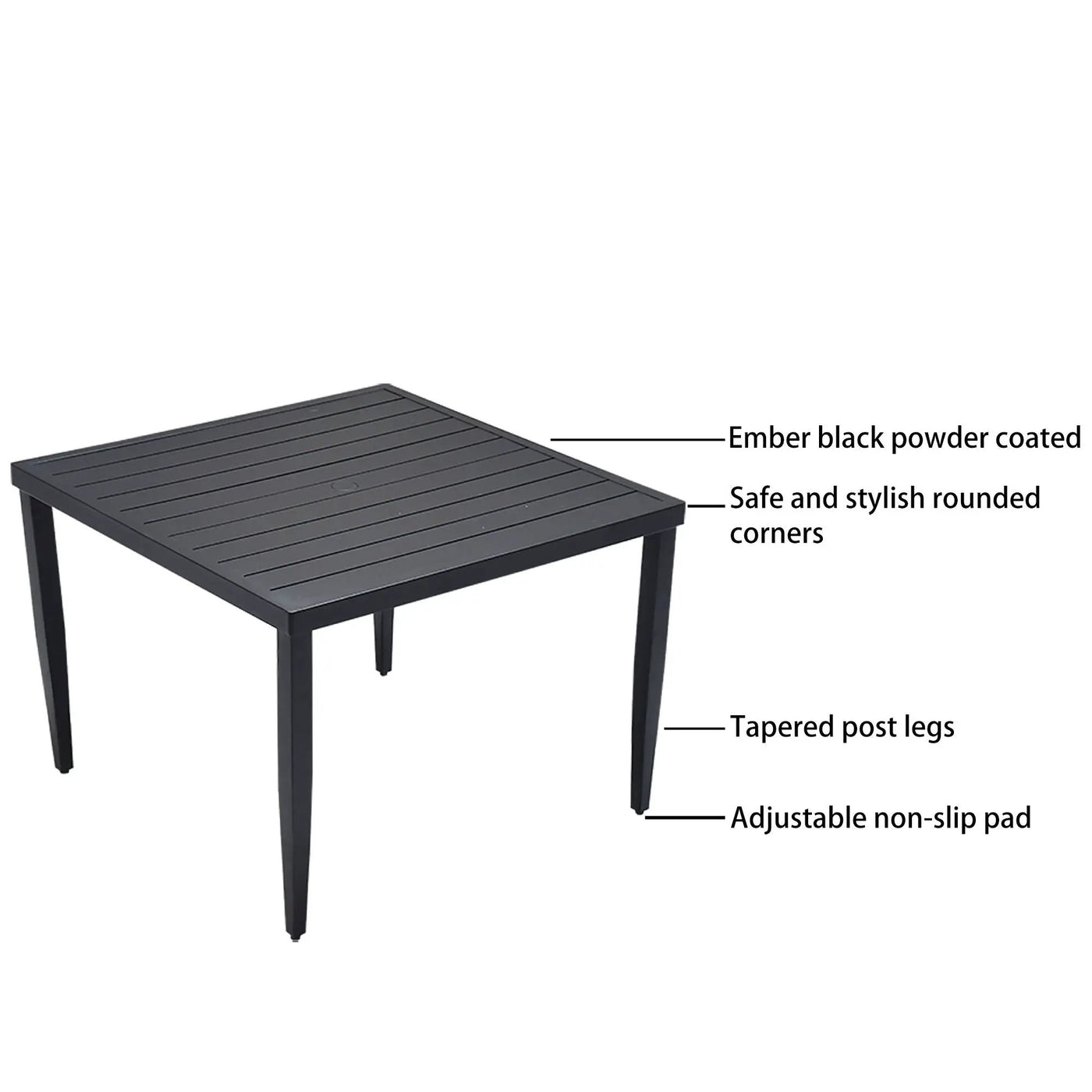 Outdoor Patio Dining Table With Tapered Feet & Umbrella Hole by Unique Piece Furniture