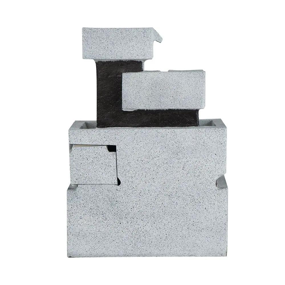 Decorative 4 Tier Block Fountain With Light, For Indoor And Outdoor - Black / Gray by HouseOfZazla