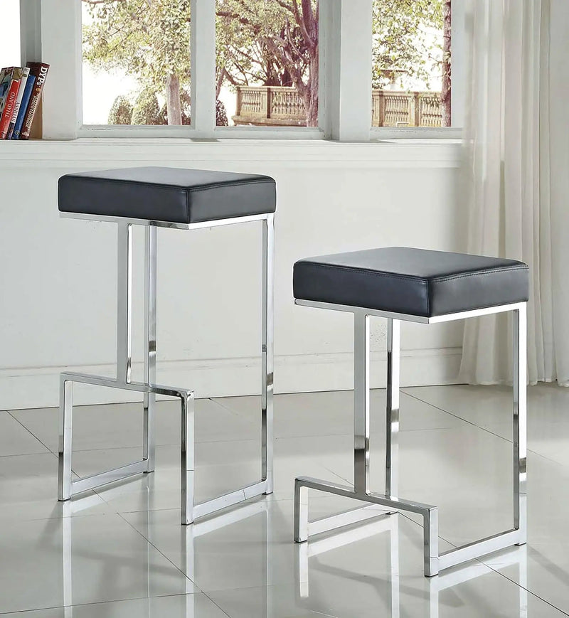 Gervase Square Counter Height Stool Black and Chrome by Unique Piece Furniture
