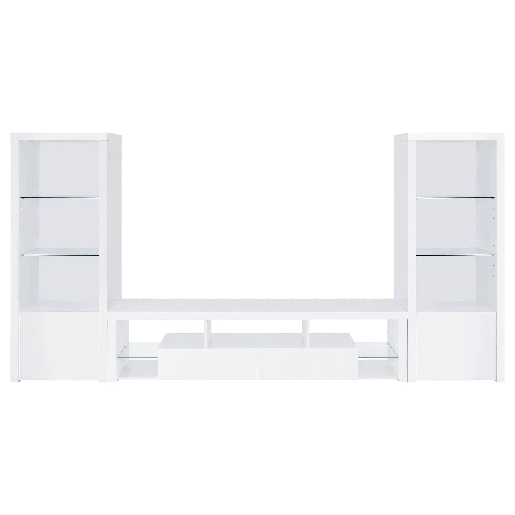 Lance - 3 Piece TV Entertainment Center With Shelves - Gloss White by HouseOfZazla