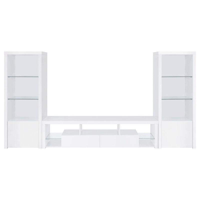 Lance - 3 Piece TV Entertainment Center With Shelves - Gloss White by HouseOfZazla