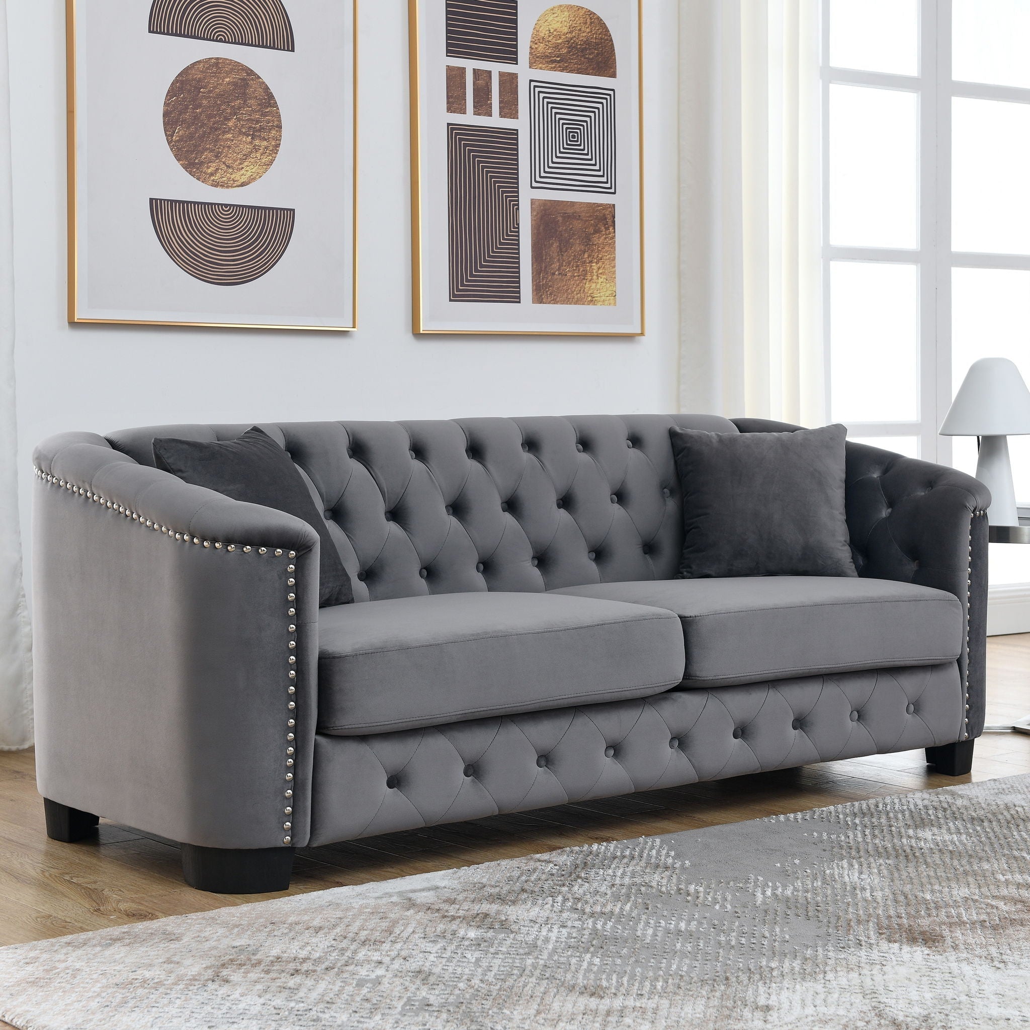 Modern Chesterfield Sofa With Tufted Backrest For Living Room by HouseOfZazla