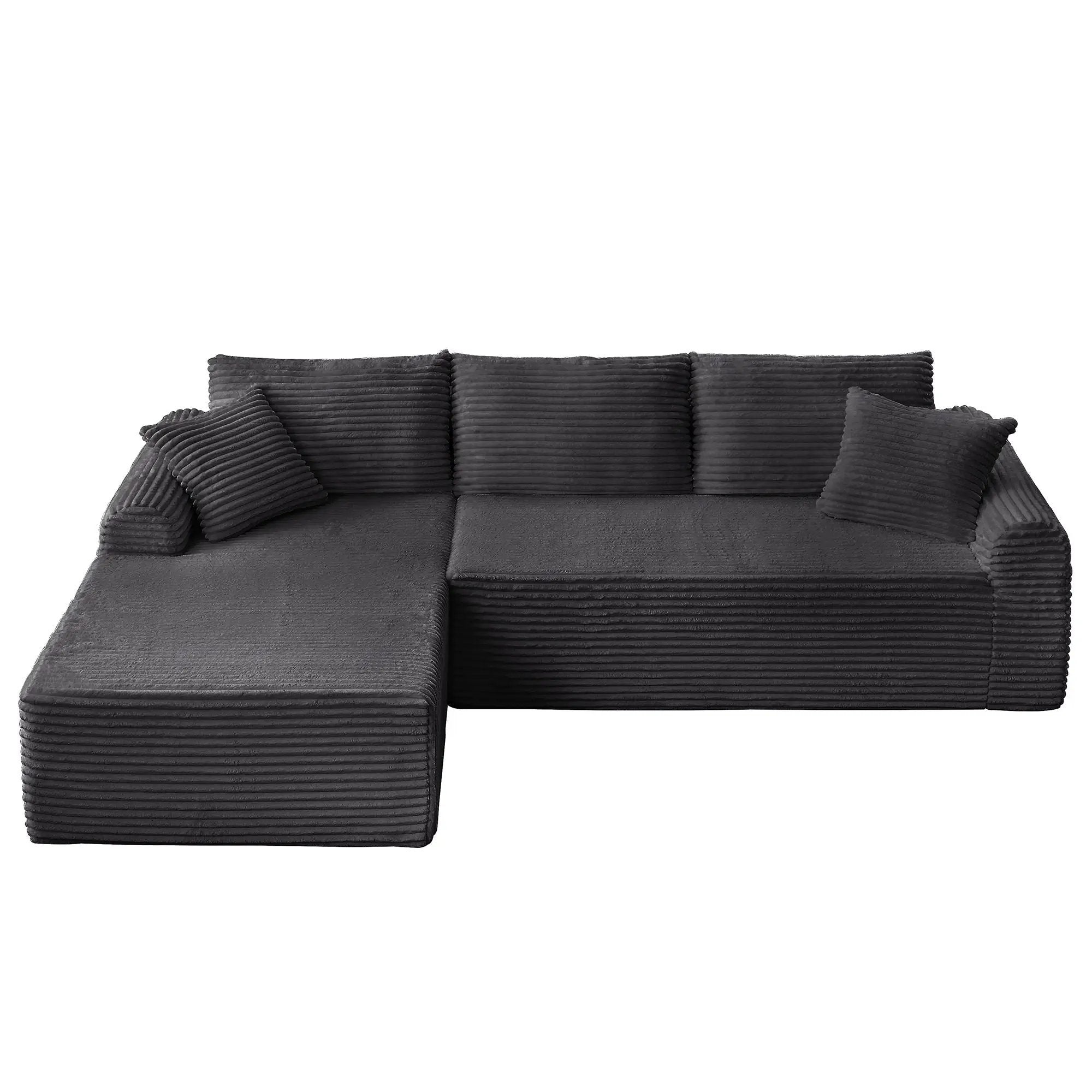 Modular Sectional With Arched Armrests, Includes 3 Back Cushions & 2 Throw Pillows by Unique Piece Furniture
