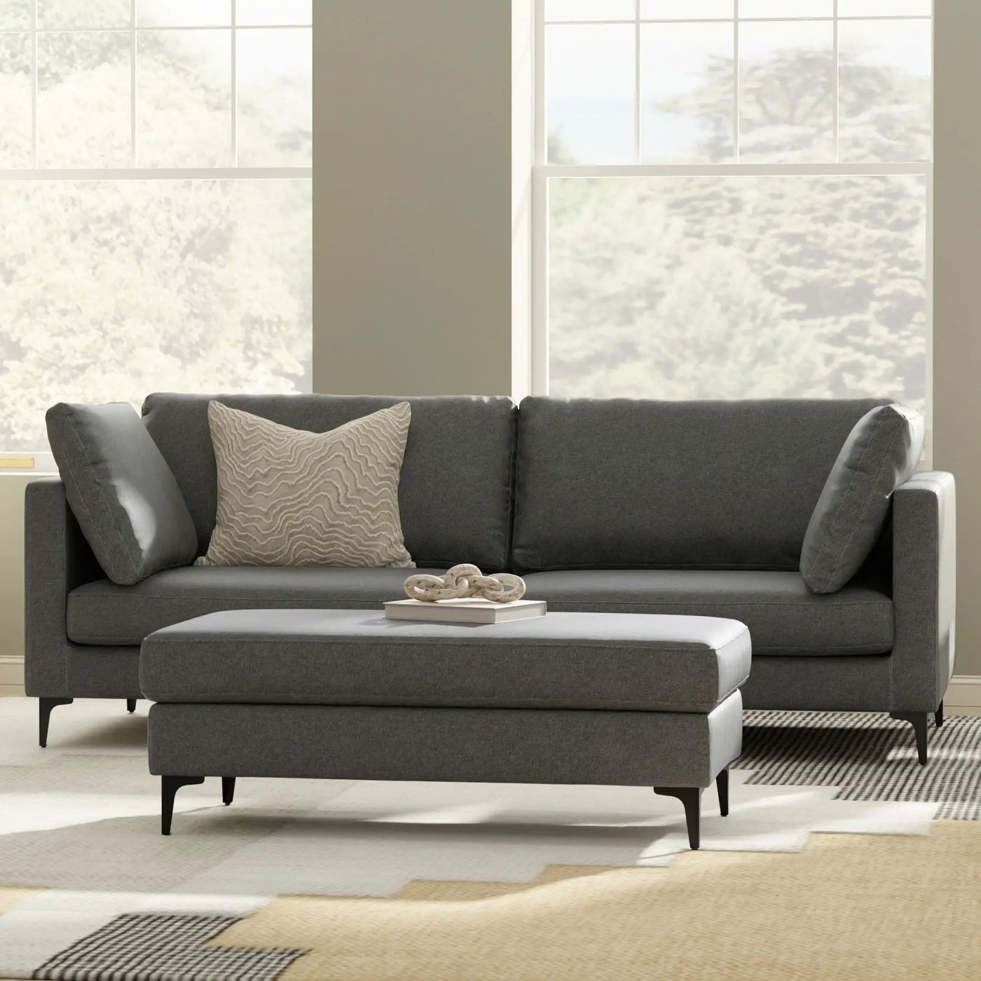 Ava - Mid Century Sofa With Ottoman Set by Unique Piece Furniture