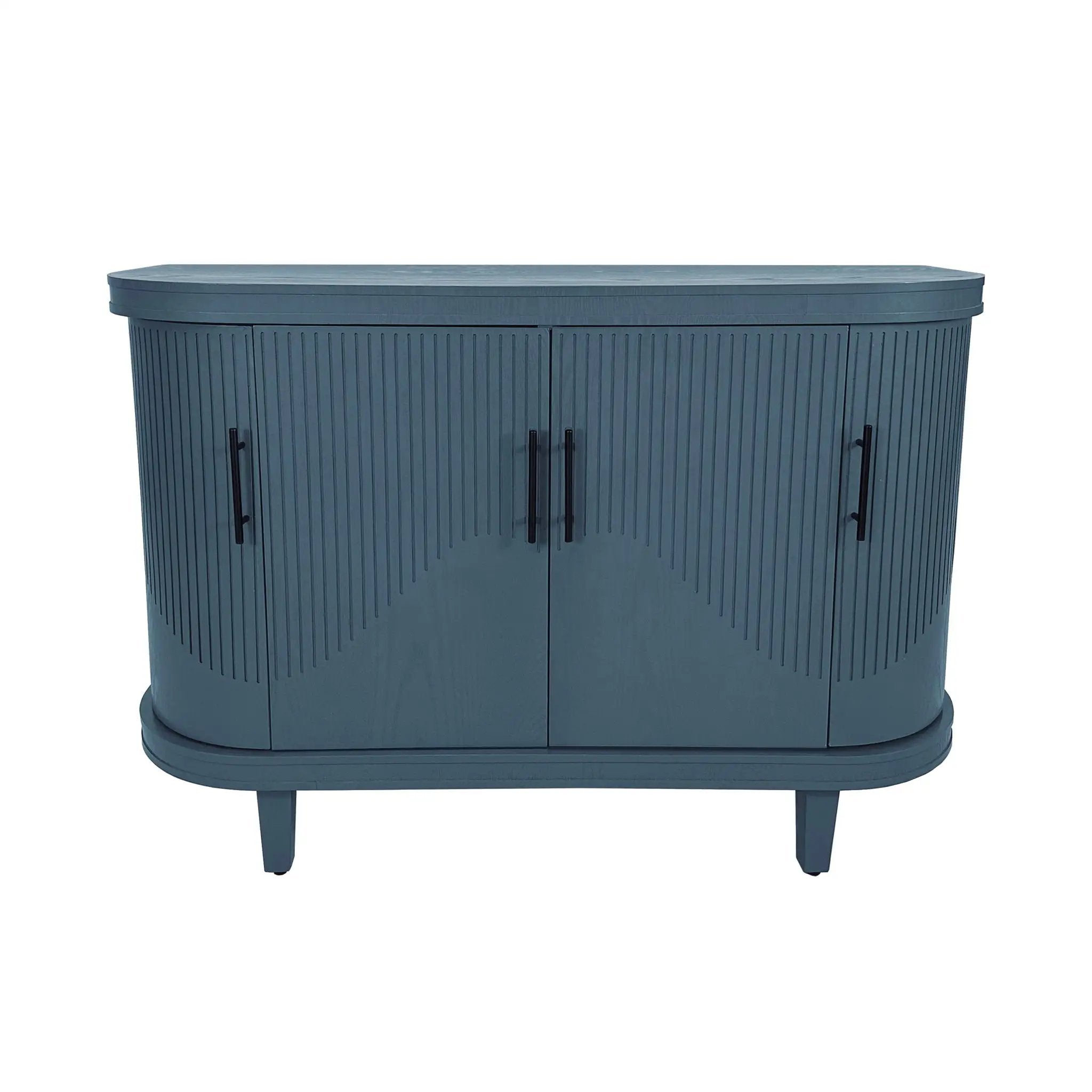 Curved Sideboard Wooden Console Table With 4 Doors And Adjustable Shelves For Living Room - Blue by Unique Piece Furniture