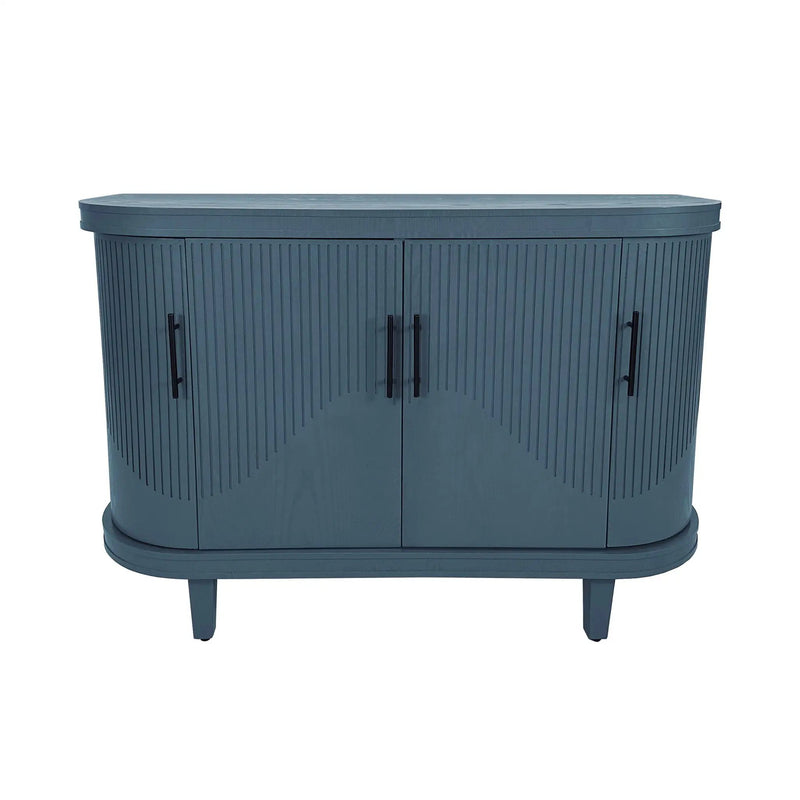 Curved Sideboard Wooden Console Table With 4 Doors And Adjustable Shelves For Living Room - Blue by Unique Piece Furniture