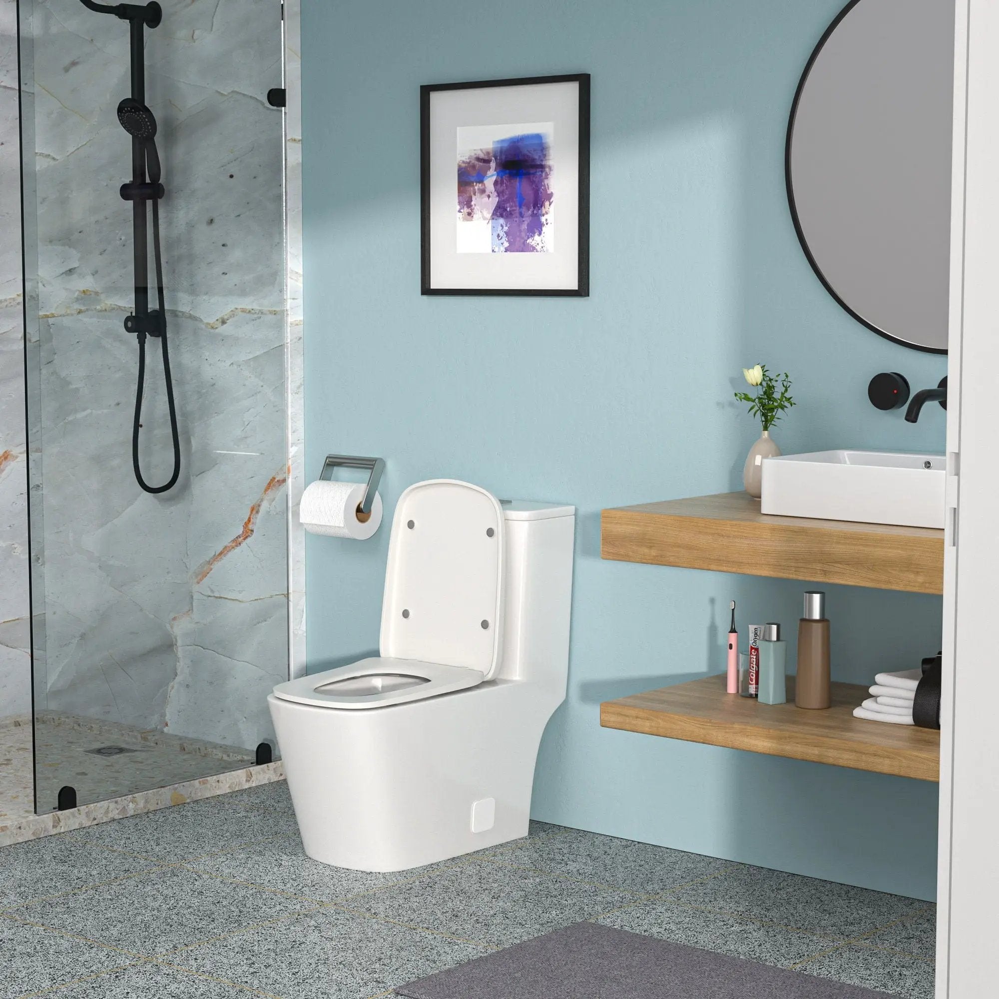 1 Piece Toilet & Dual Flush And Soft Closing Seat - White by HouseOfZazla