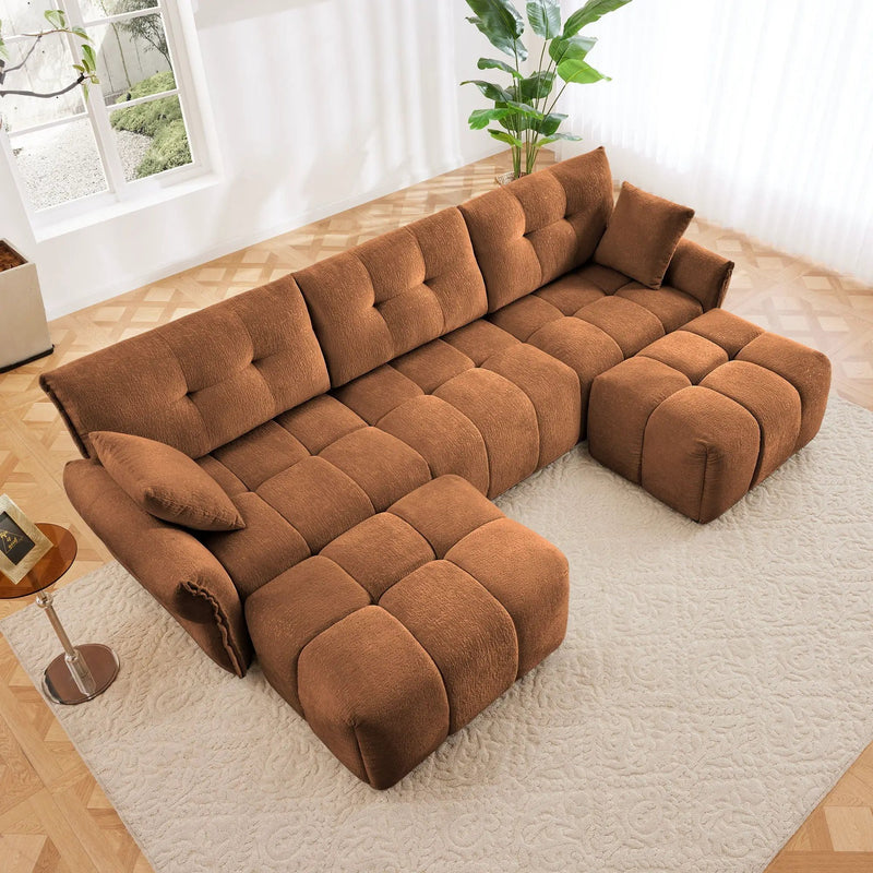 Sofa Set With Ottoman And Pillows, Textured, High Resilience Cushions by Unique Piece Furniture