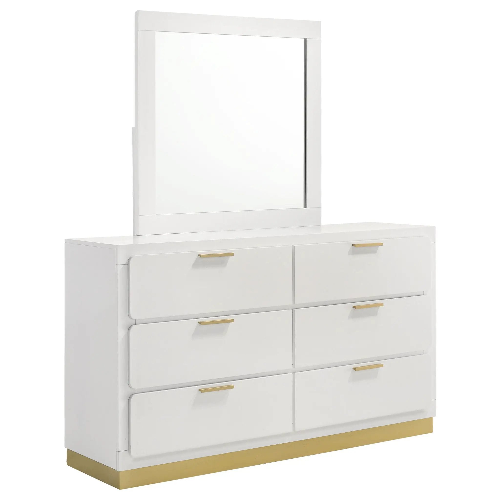 Caraway 6-drawer Dresser with Mirror White by Unique Piece Furniture