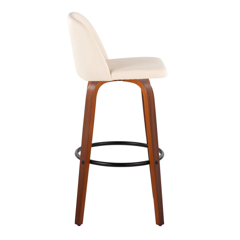 Toriano - Mid Century Modern Fixed Height Barstool Swivel And Round Footrest (Set of 2) by HouseOfZazla