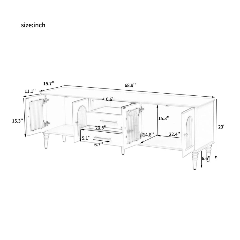 TV Stand For TVs Up To 75", Entertainment Center Media Console For Living Room - Black by Unique Piece Furniture