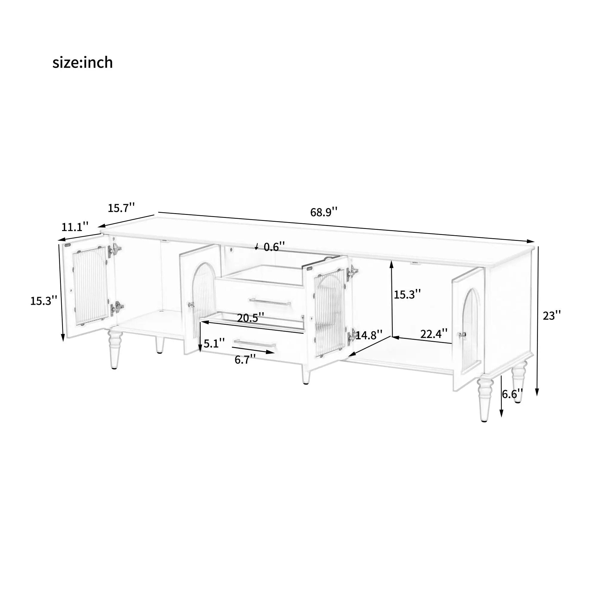TV Stand For TVs Up To 75", Entertainment Center Media Console For Living Room - Black by HouseOfZazla