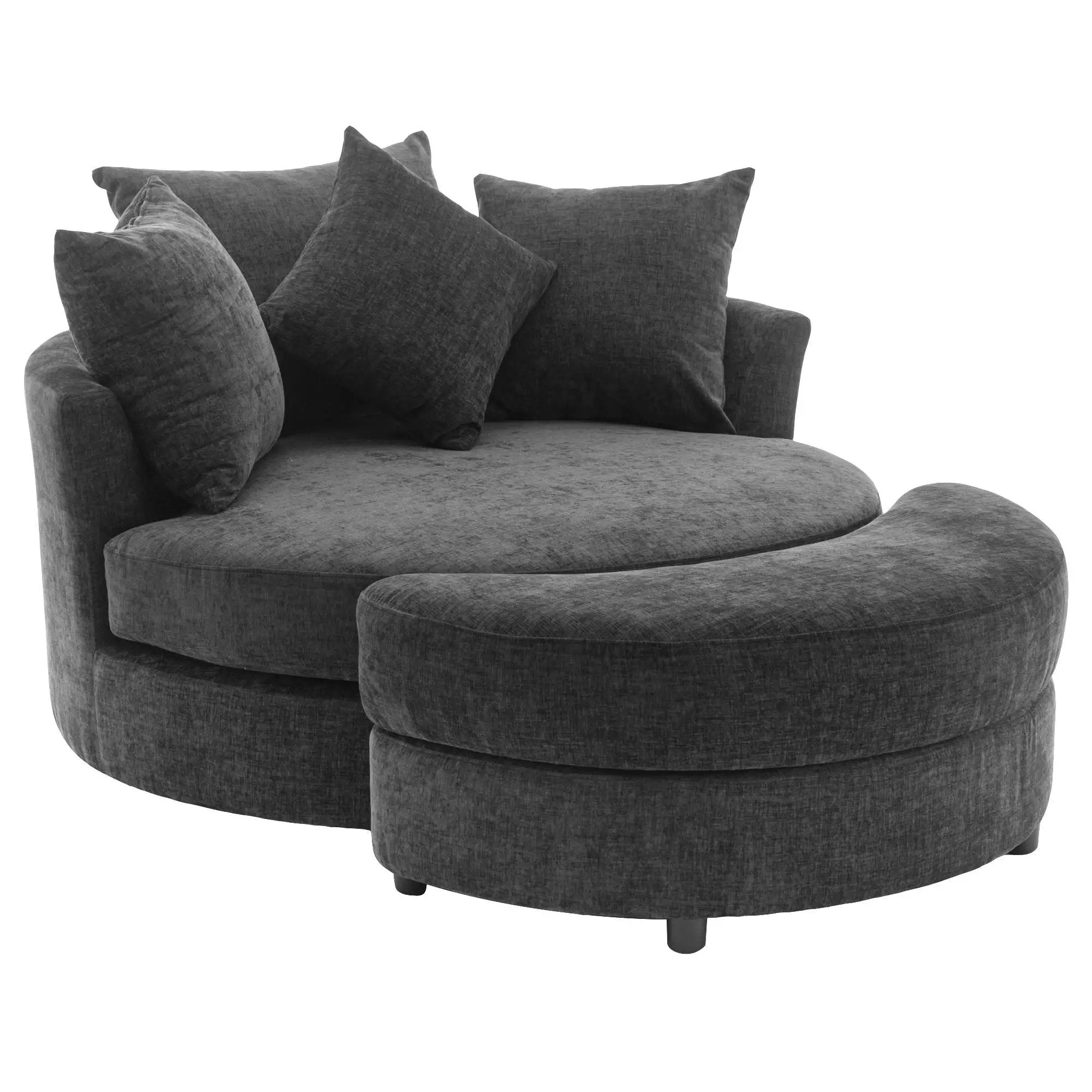 360° Swivel Accent Barrel Chair With Storage Ottoman & 4 Pillows, Modern Leisure Chair Round Accent For Living Room by HouseOfZazla
