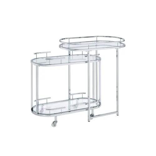 Piffo - Serving Cart Set - Clear Glass & Chrome by Unique Piece Furniture