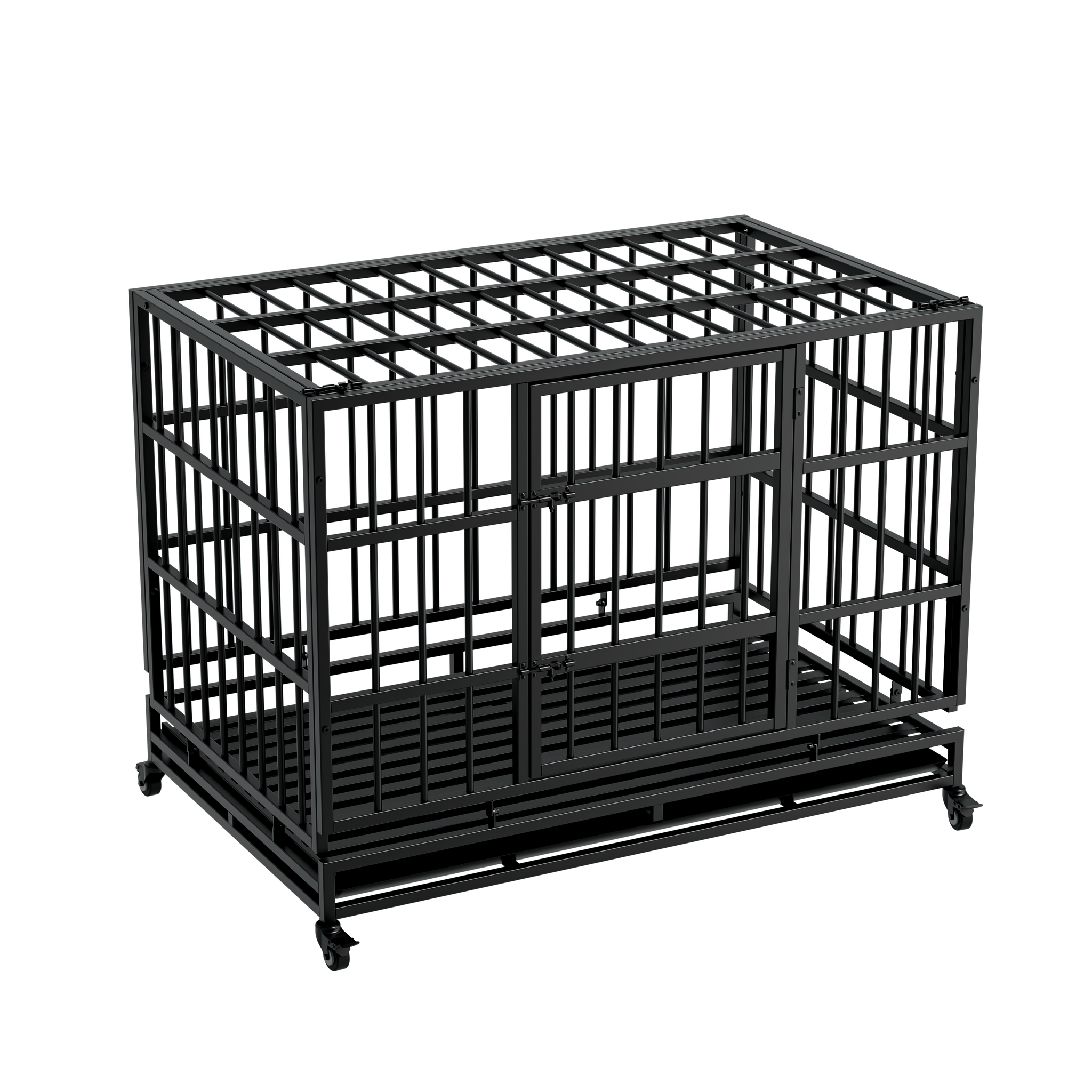 48 Inch Heavy Duty Indestructible Dog Crate with Wheels by HouseOfZazla