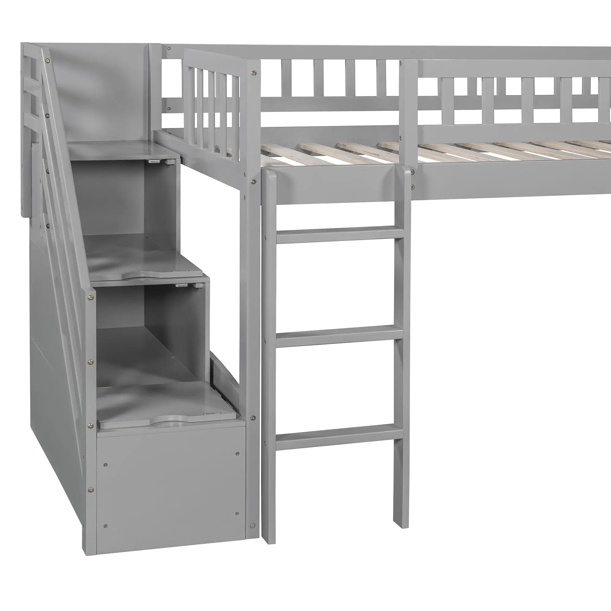 Loft Stairway Bed With 2 Drawers, Convertible Ladder And Slide by Unique Piece Furniture