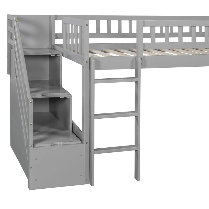 Loft Stairway Bed With 2 Drawers, Convertible Ladder And Slide by Unique Piece Furniture