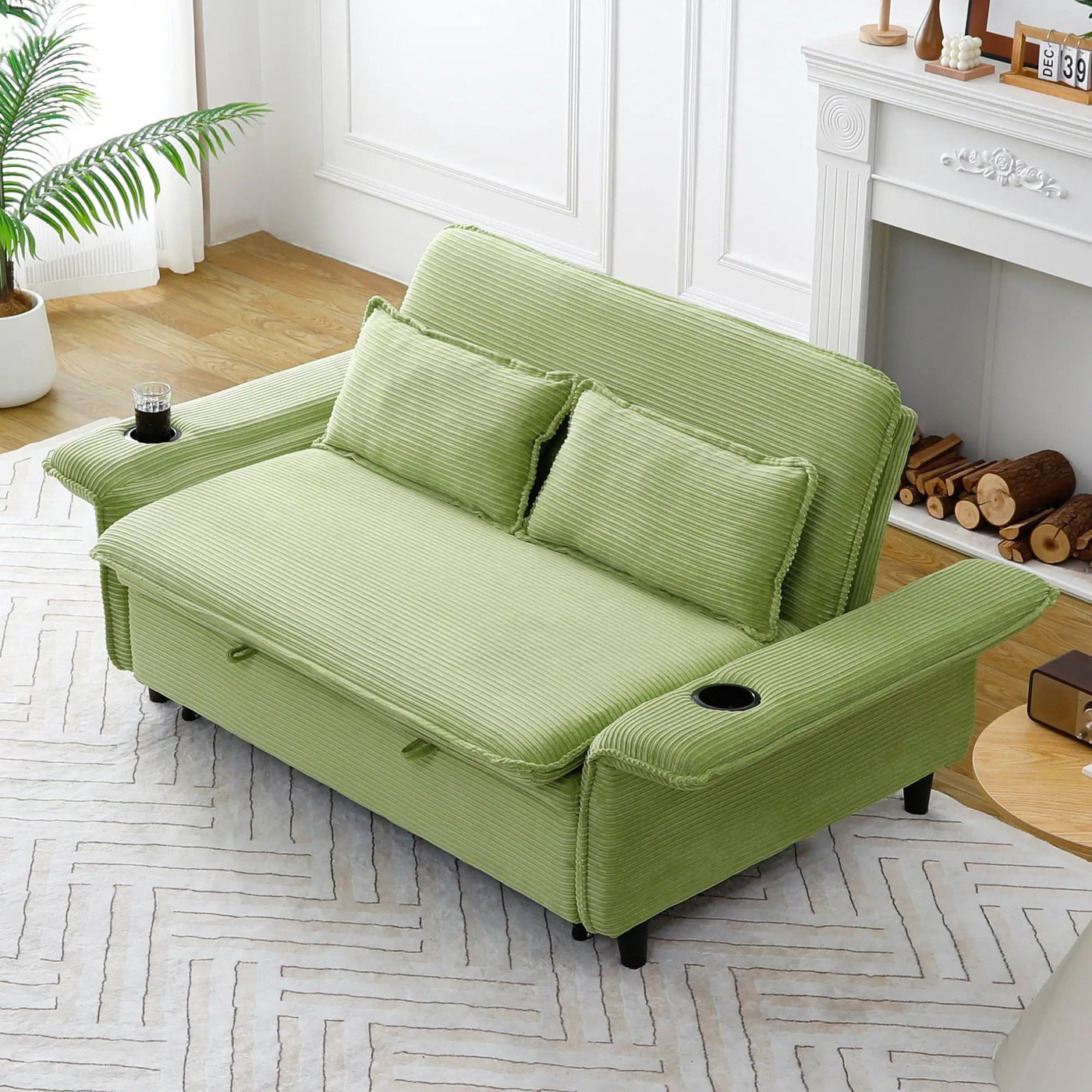 Modern Fabric Multi-Functional Sofa Bed With Adjustable Armrests And Backrests by HouseOfZazla