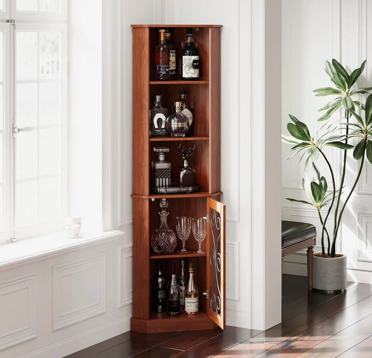 Tall Corner Bar Cabinet with Storage by HouseOfZazla