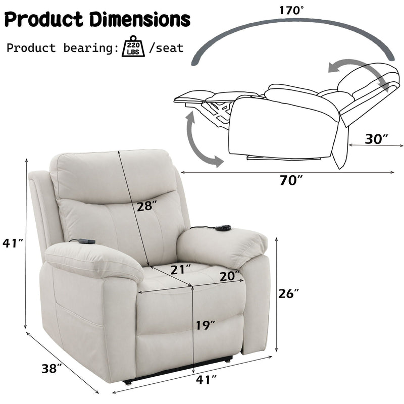 Chriki - Power Motion Recliner & Lift Heating Massage Chair - Beige by Unique Piece Furniture