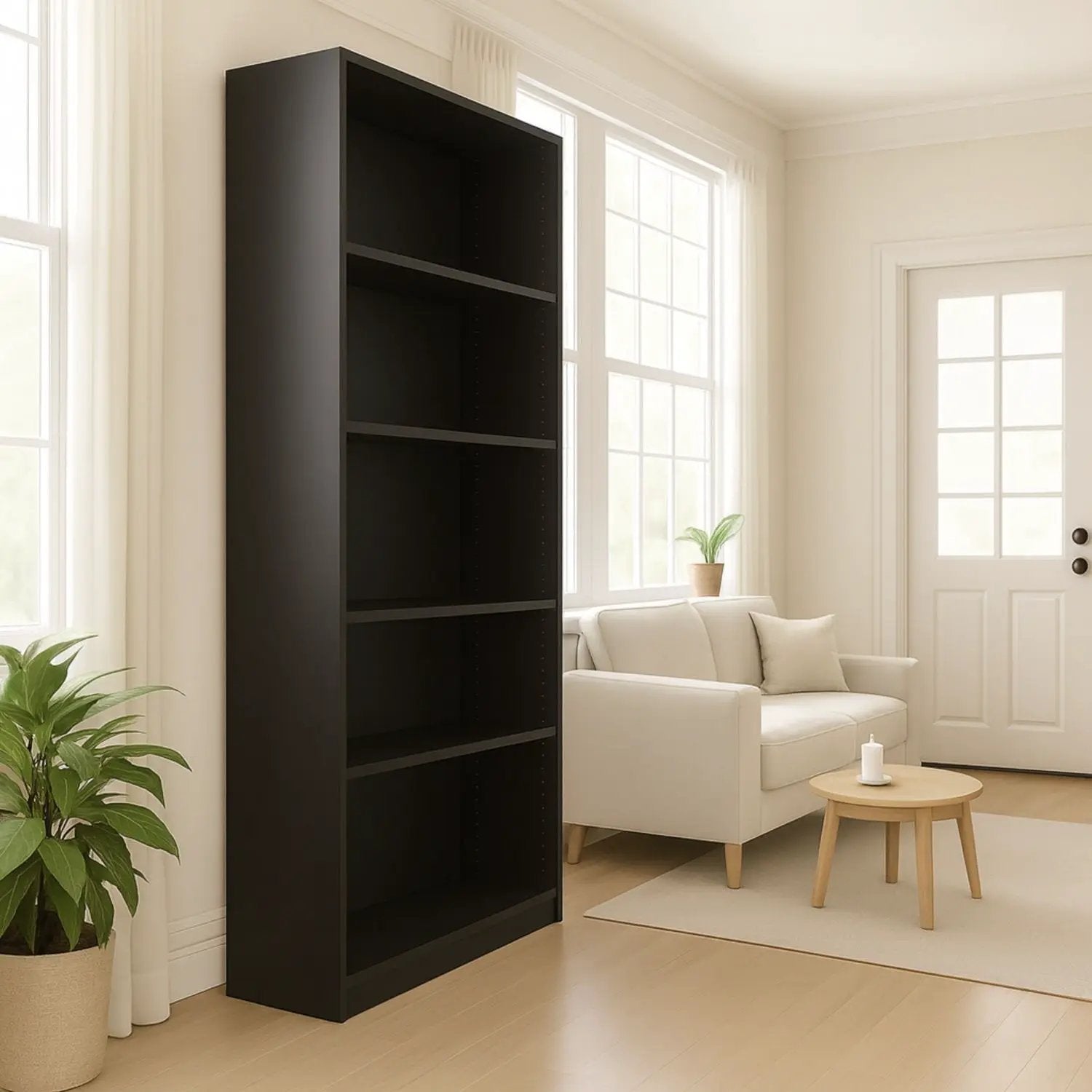 5 Tier Bookshelf Storage Cabinet With Anti-Tip Kit by Unique Piece Furniture