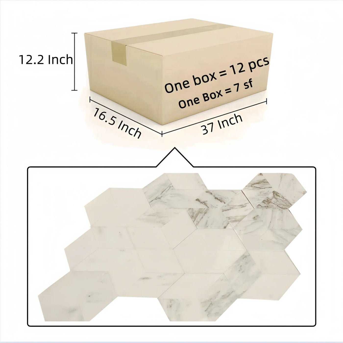 Hexagon Natural Marble Polished Tile For Wall And Floor (Set of 12) by HouseOfZazla