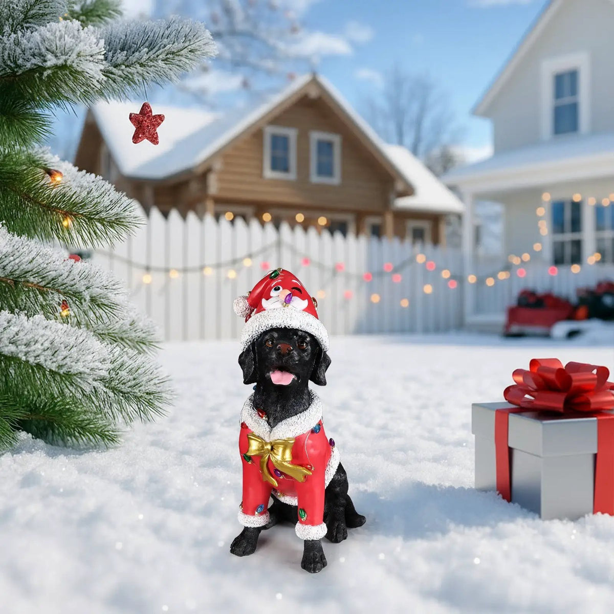 Festive Labrador Christmas Statue by HouseOfZazla