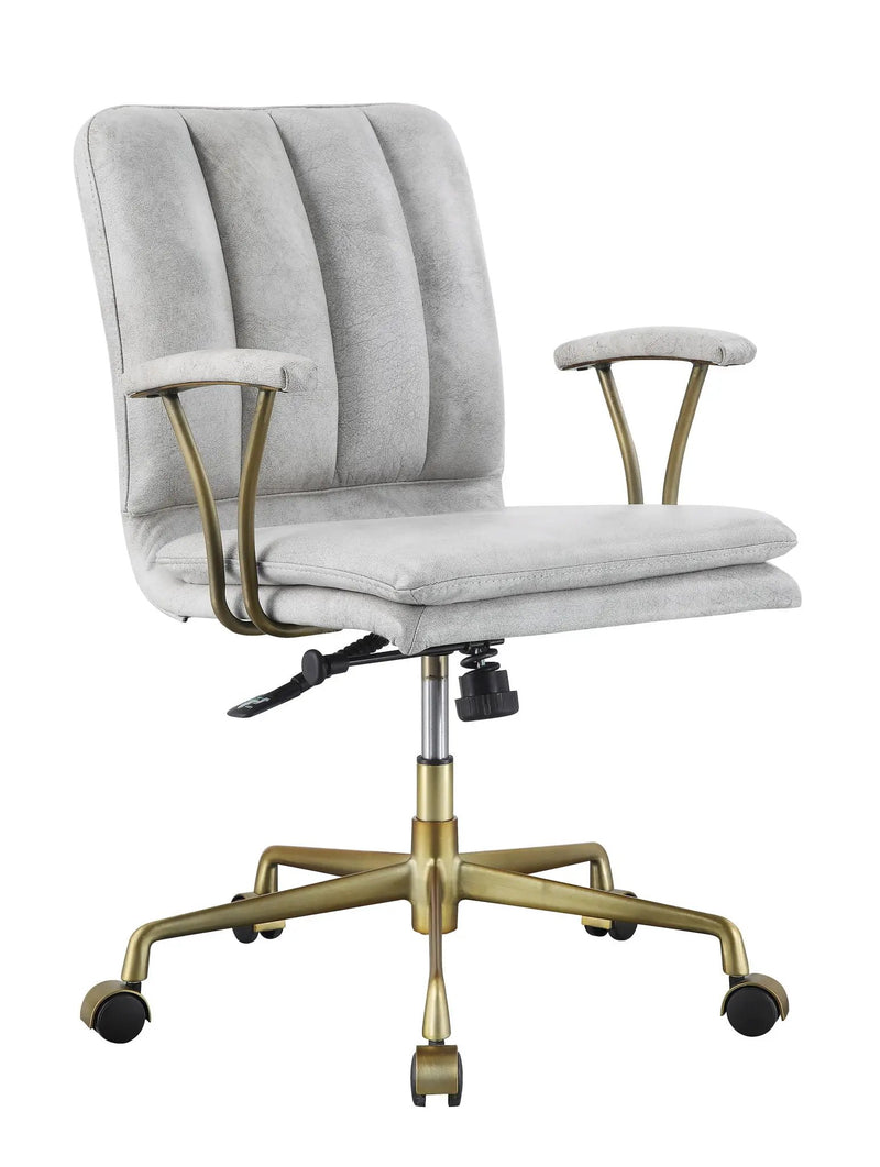 Damir - Vintage Top Grain Leather Office Chair - Antique White / Vintage by Unique Piece Furniture