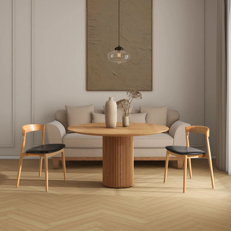 Raven - Stacking Sculpted Oak Dining Chair - Warm Natural Brown / Black by Unique Piece Furniture
