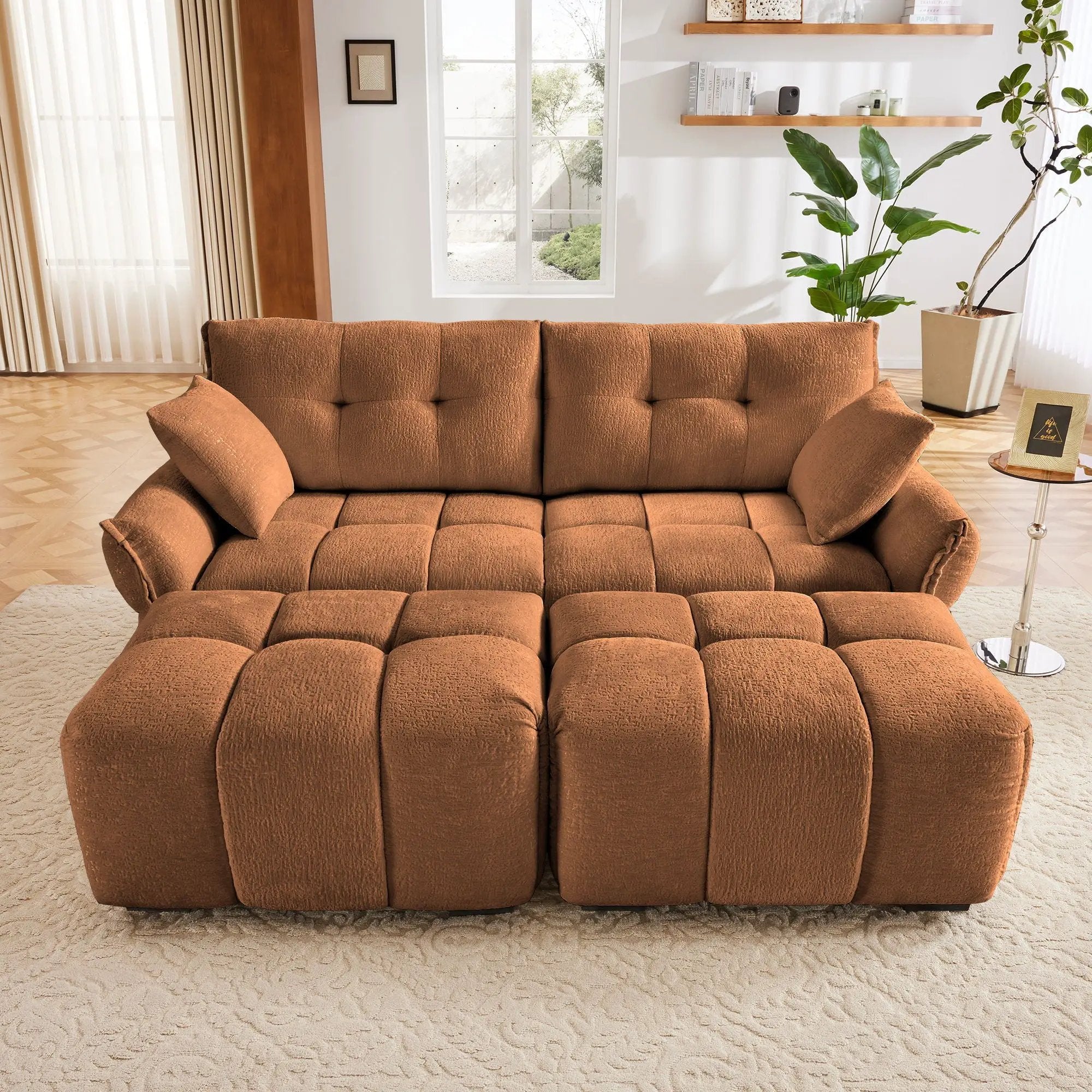 Sofa Set With Ottoman And Pillows, Textured, High Resilience Cushions by Unique Piece Furniture