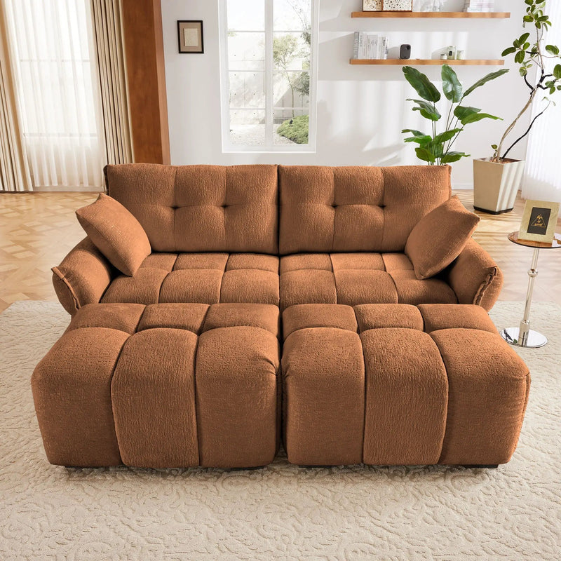 Sofa Set With Ottoman And Pillows, Textured, High Resilience Cushions by HouseOfZazla